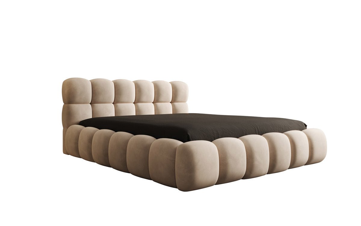 Designer upholstered bed Boston in velvet with storage