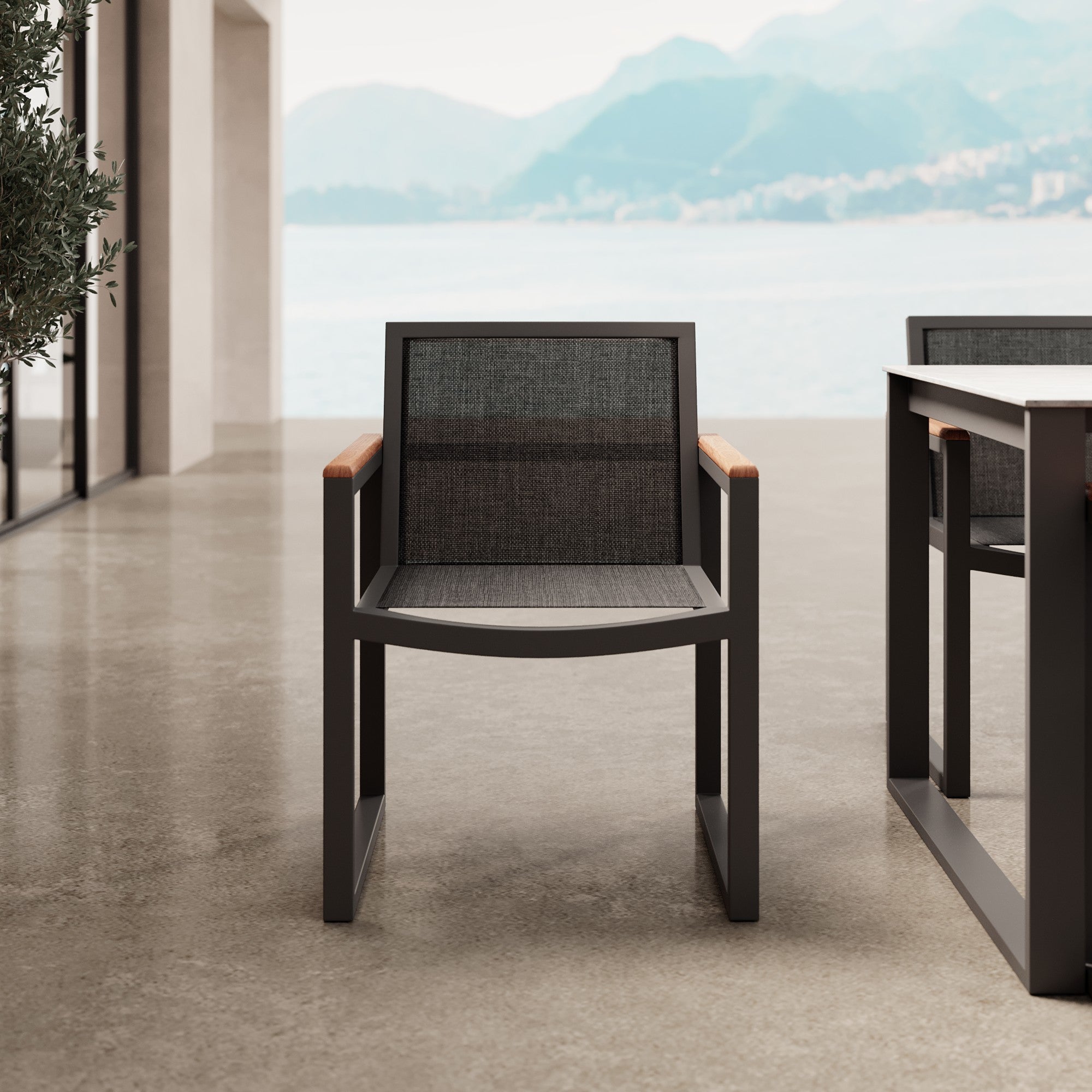 Vayla Garden Chair with Armrests – Aluminum & Robinia Wood | Aevora™ Collection