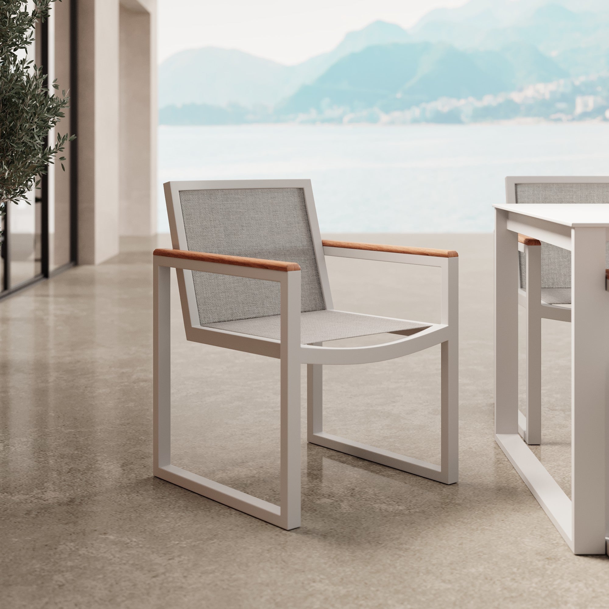 Vayla Garden Chair with Armrests – Aluminum & Robinia Wood | Aevora™ Collection
