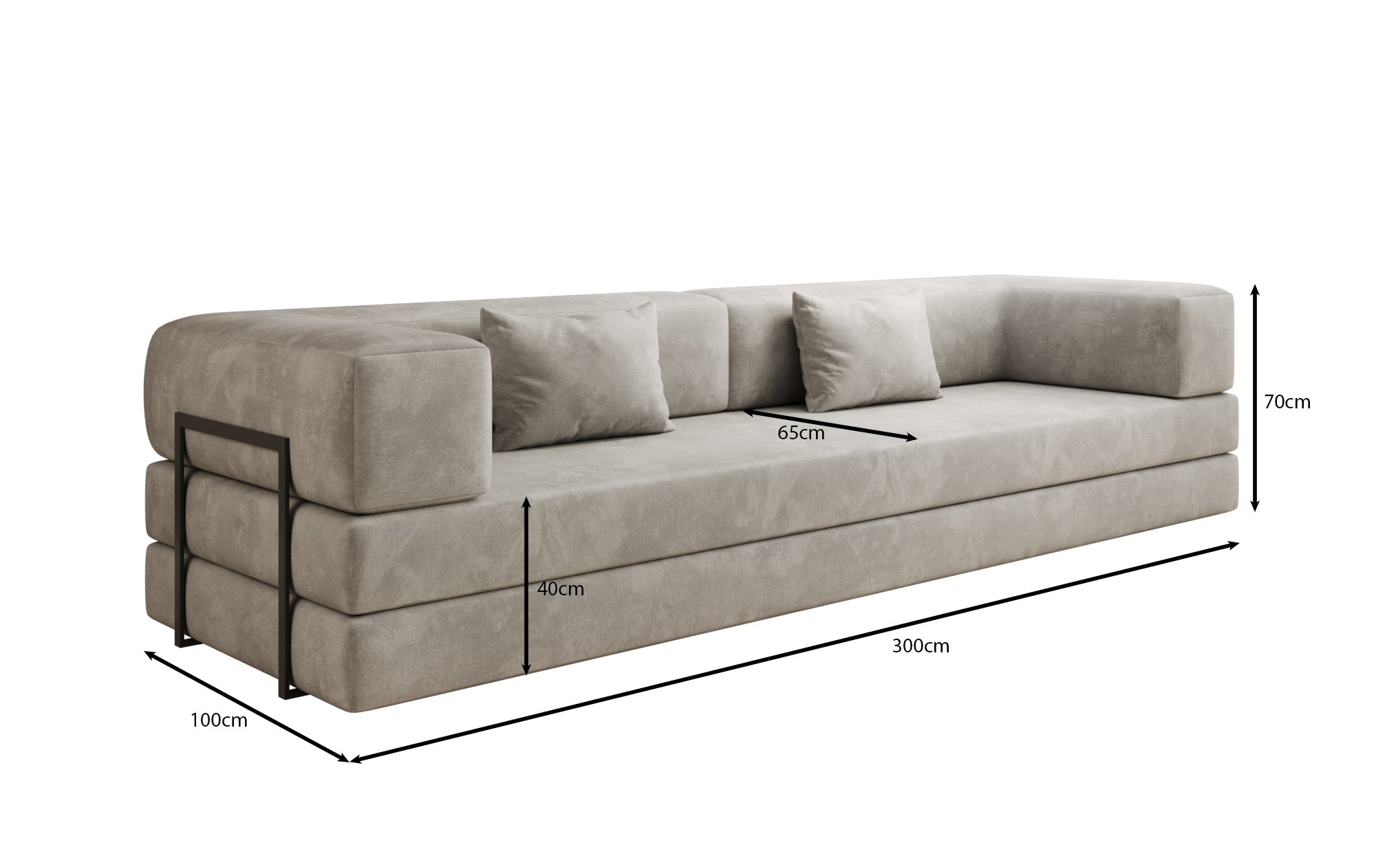 Designer Sofa Lazy 3-Seater XXL in Velvet