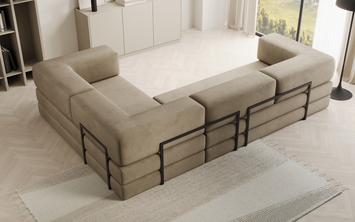 Designer Sofa Lazy L Closed in Velvet