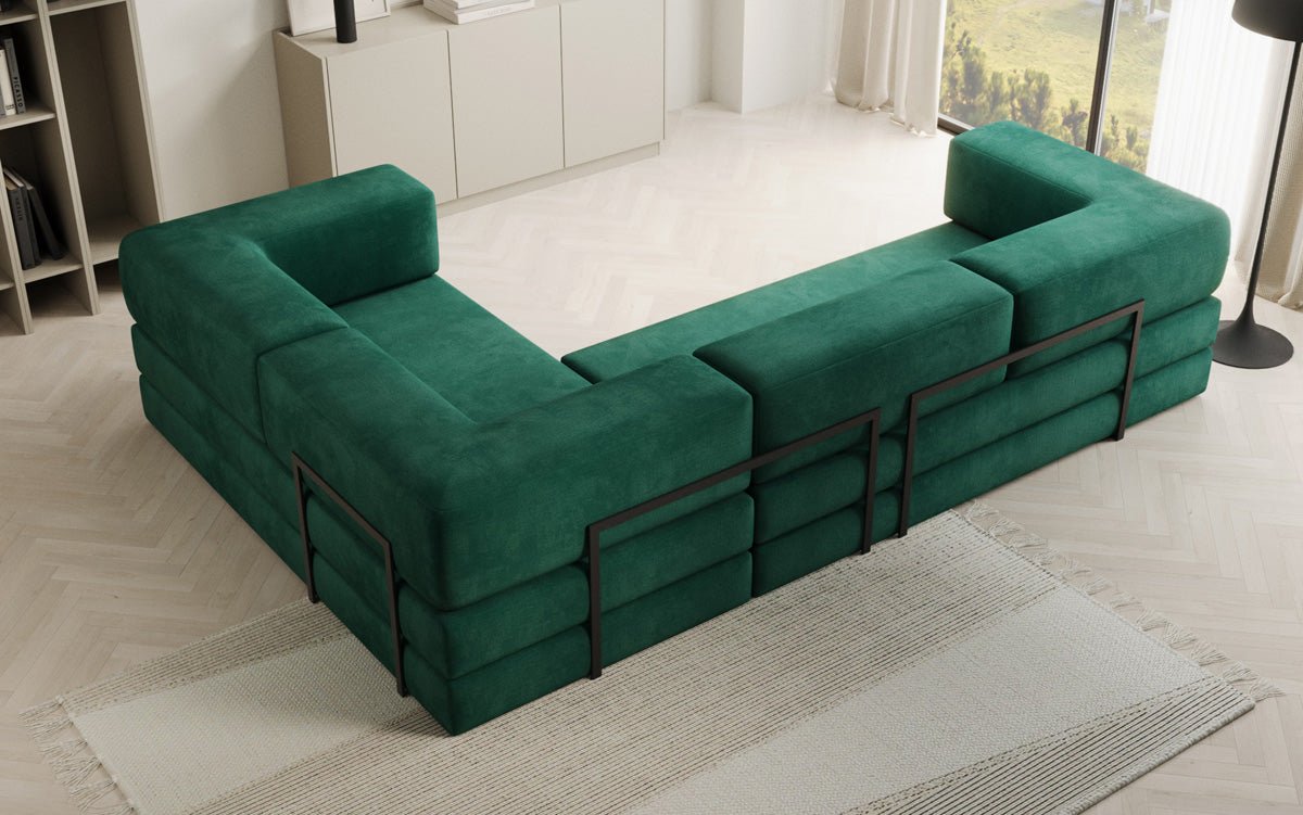 Designer Sofa Lazy L Closed in Velvet