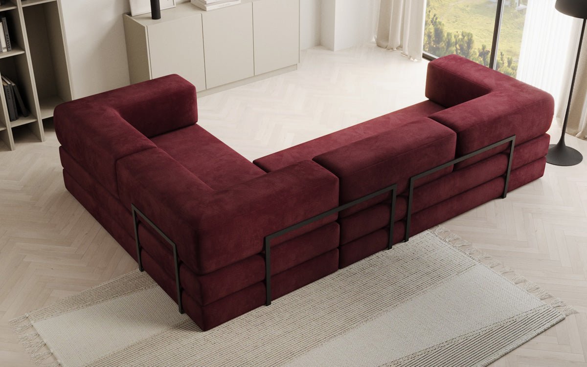 Designer Sofa Lazy L Closed in Velvet