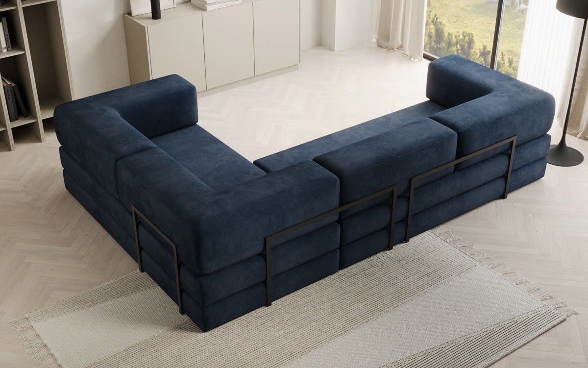 Designer Sofa Lazy L Closed in Velvet