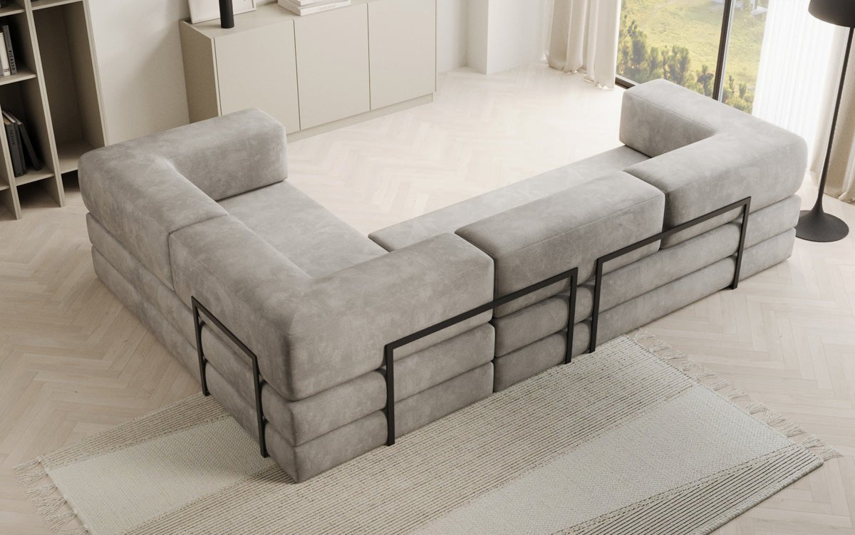 Designer Sofa Lazy L Closed in Velvet