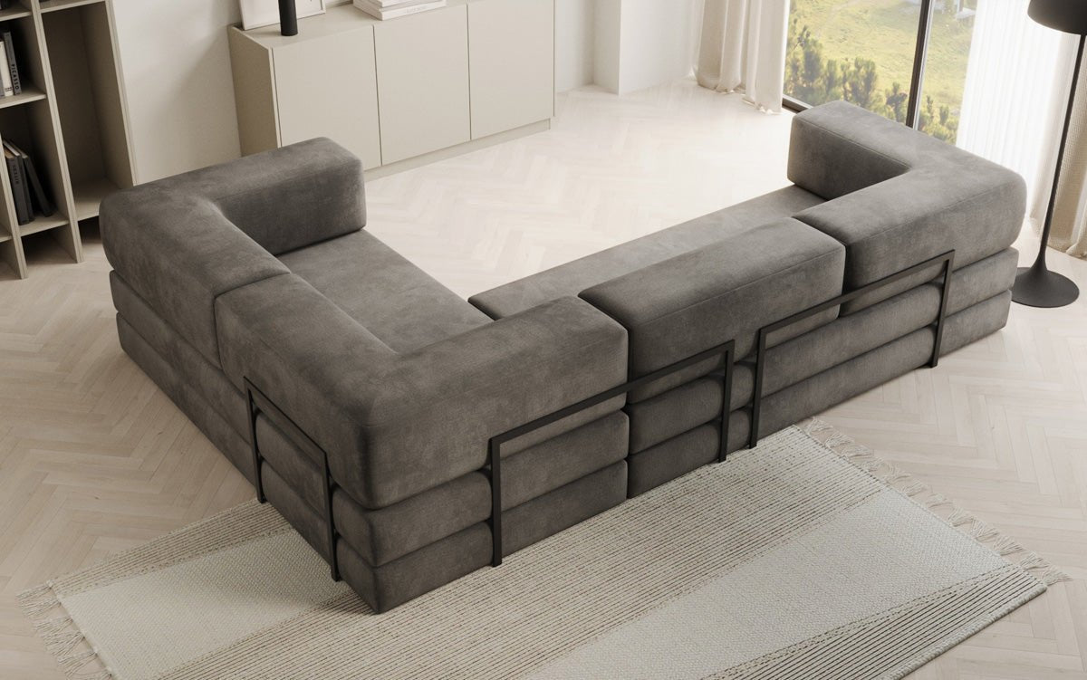 Designer Sofa Lazy L Closed in Velvet