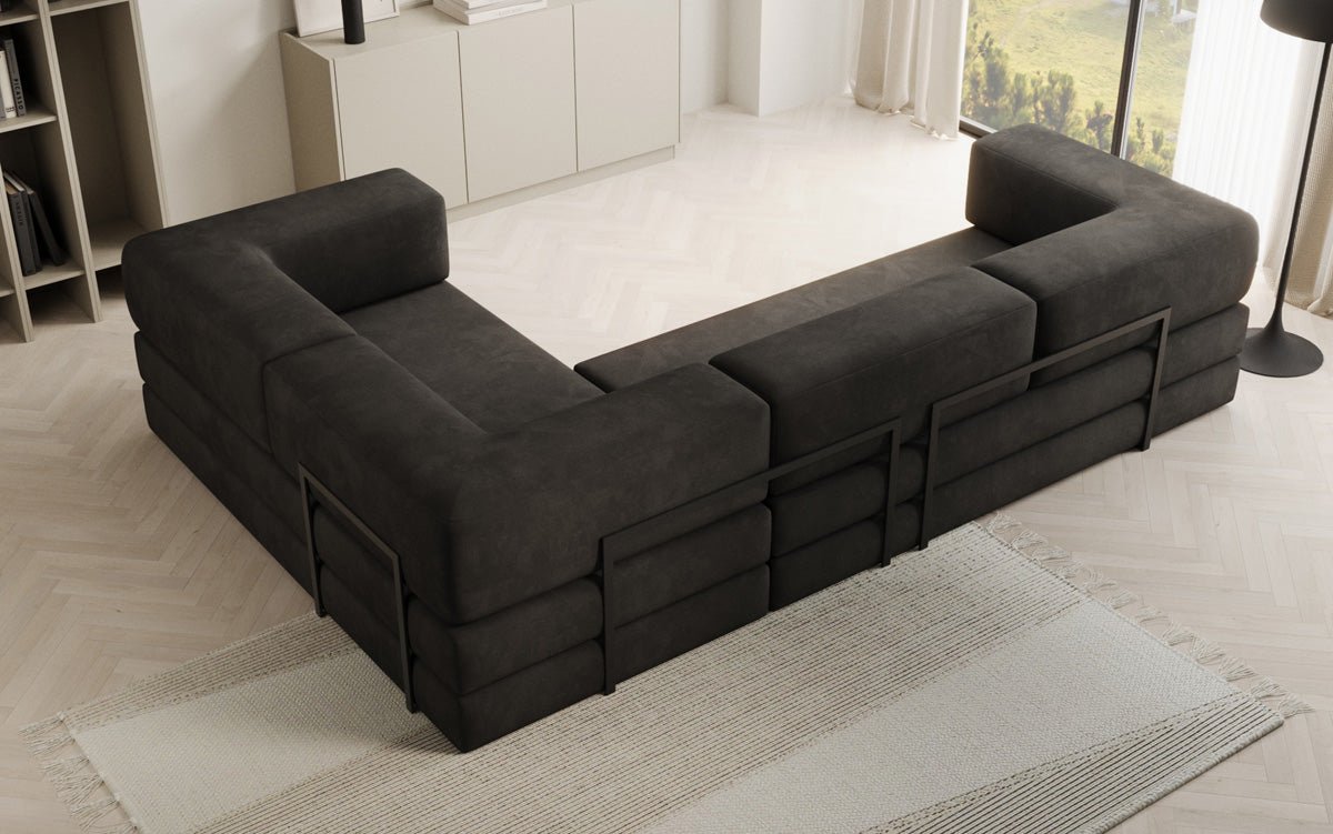 Designer Sofa Lazy L Closed in Velvet