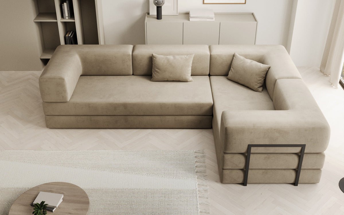 Designer Sofa Lazy L Closed in Velvet