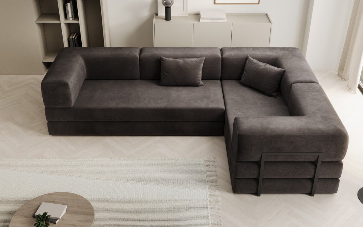 Designer Sofa Lazy L Closed in Velvet