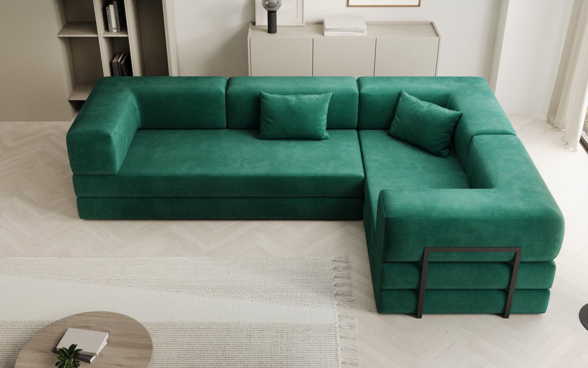 Designer Sofa Lazy L Closed in Velvet