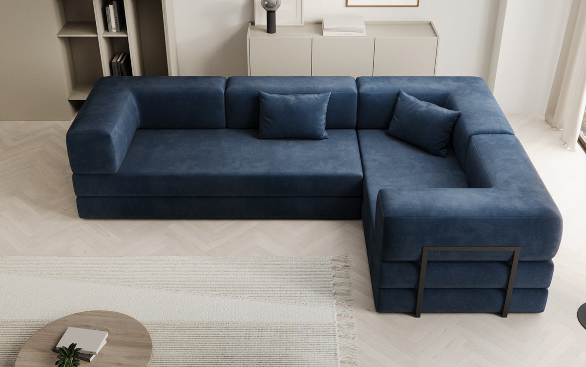 Designer Sofa Lazy L Closed in Velvet