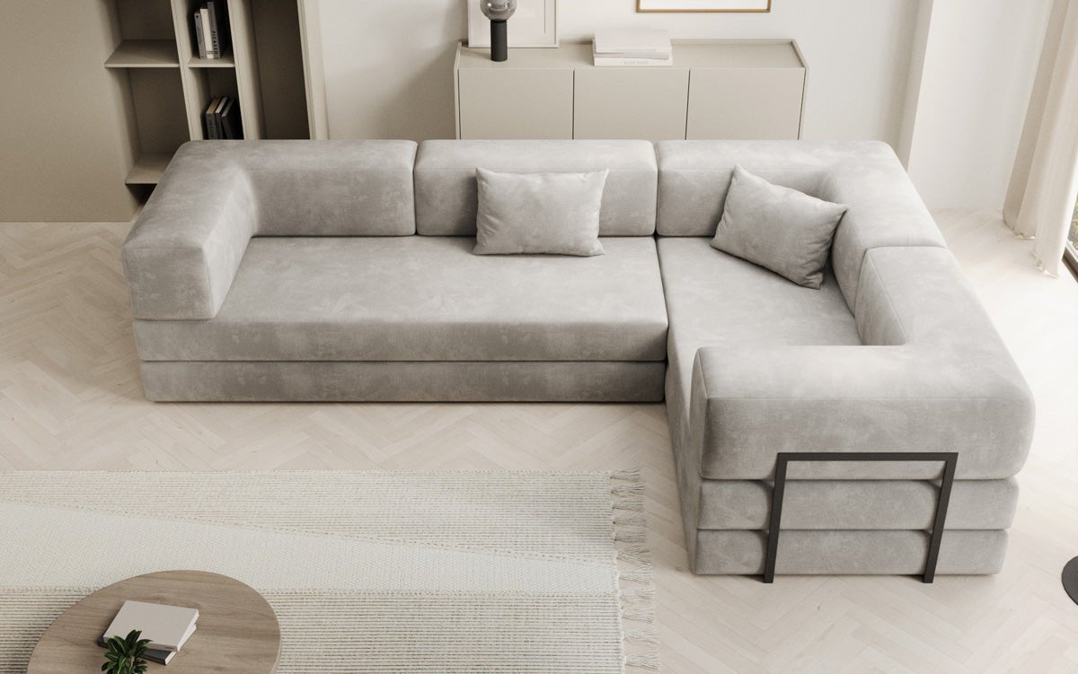 Designer Sofa Lazy L Closed in Velvet