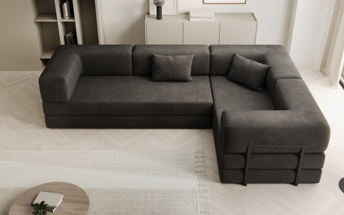 Designer Sofa Lazy L Closed in Velvet