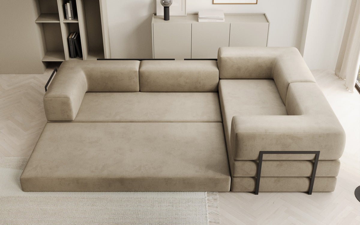 Designer Sofa Lazy L Closed in Velvet