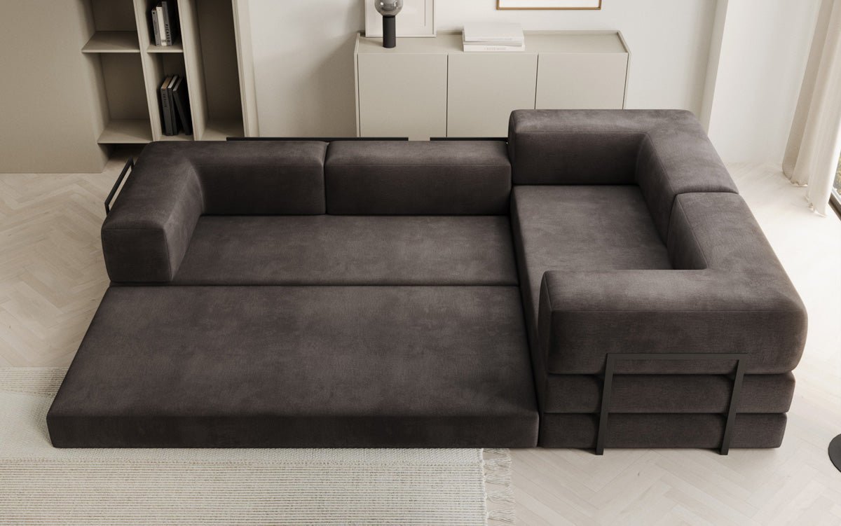 Designer Sofa Lazy L Closed in Velvet