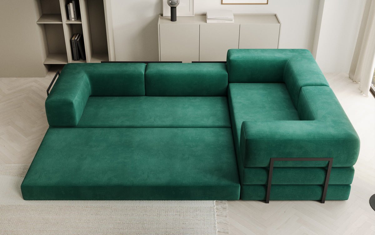 Designer Sofa Lazy L Closed in Velvet