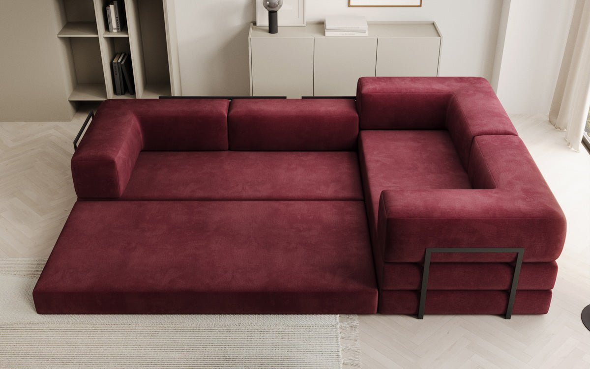 Designer Sofa Lazy L Closed in Velvet