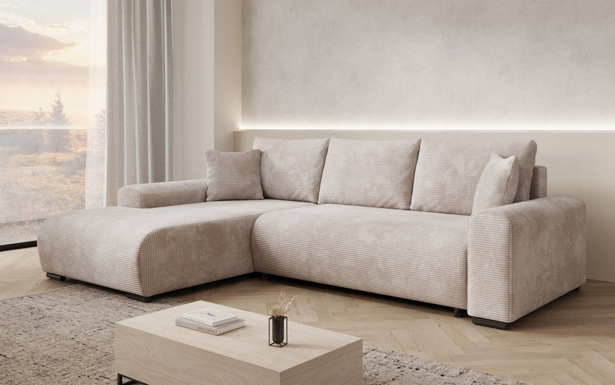 Designer Sofa Nelly mit Schlaffunktion und Stauraum