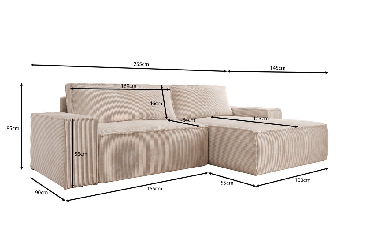 Designer Corino Sofa in Corduroy with Sleeping and Folding Function