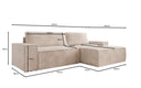 Designer corner sofa Corino in Corduroy with sleeping and folding function