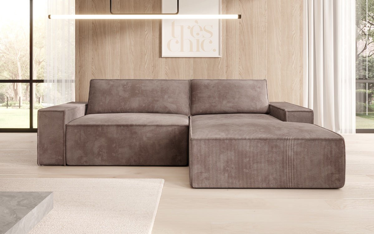 Designer Corino Sofa in Corduroy with Sleeping and Folding Function