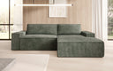 Designer corner sofa Corino in Corduroy with sleeping and folding function