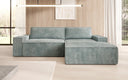 Designer corner sofa Corino in Corduroy with sleeping and folding function