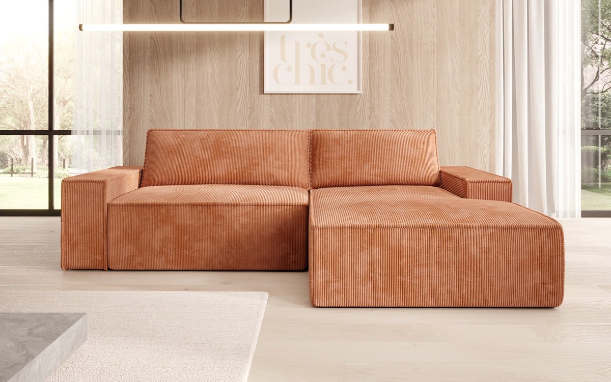 Designer Corino Sofa in Corduroy with Sleeping and Folding Function