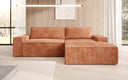 Designer corner sofa Corino in Corduroy with sleeping and folding function