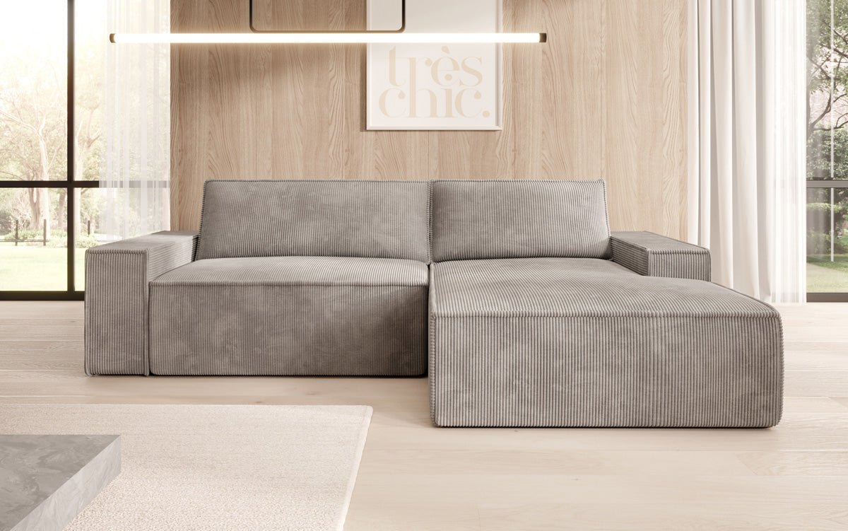 Designer Corino Sofa in Corduroy with Sleeping and Folding Function