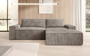Designer corner sofa Corino in Corduroy with sleeping and folding function