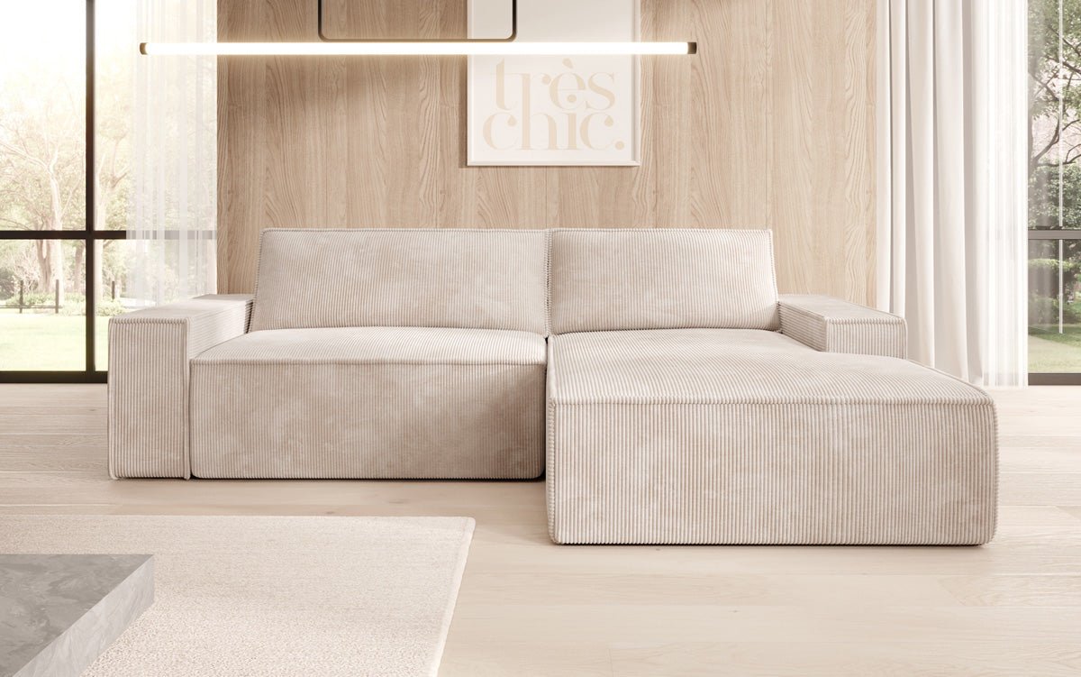 Designer Corino Sofa in Corduroy with Sleeping and Folding Function