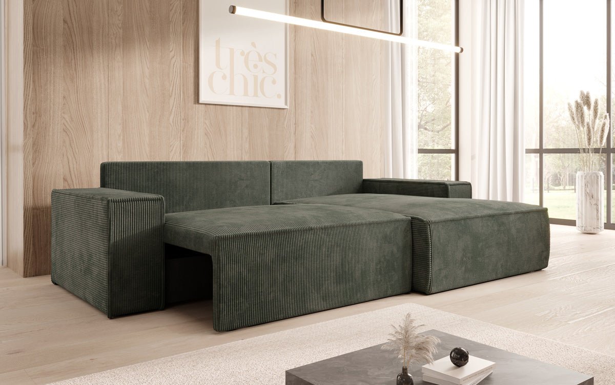 Designer Corino Sofa in Corduroy with Sleeping and Folding Function