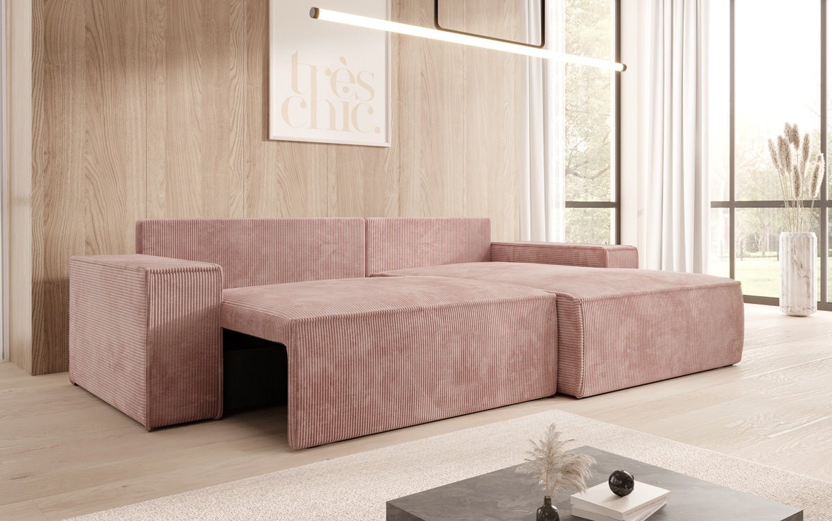 Designer Corino Sofa in Corduroy with Sleeping and Folding Function