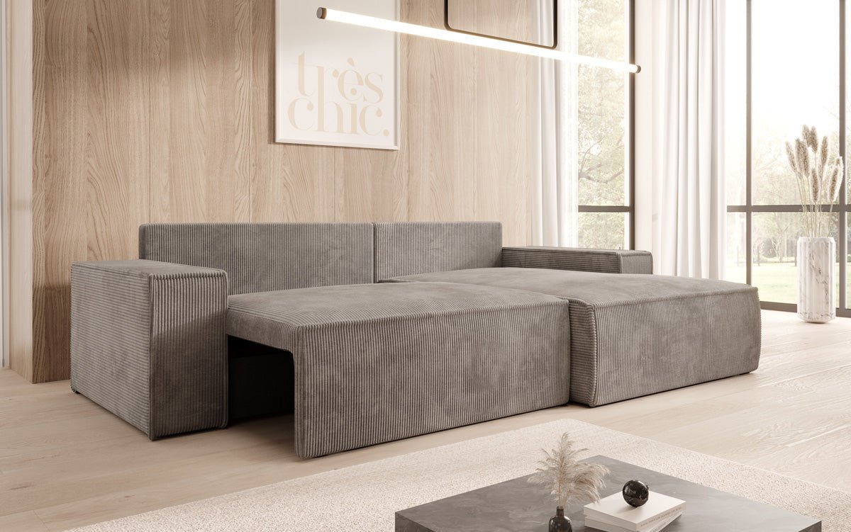Designer Corino Sofa in Corduroy with Sleeping and Folding Function