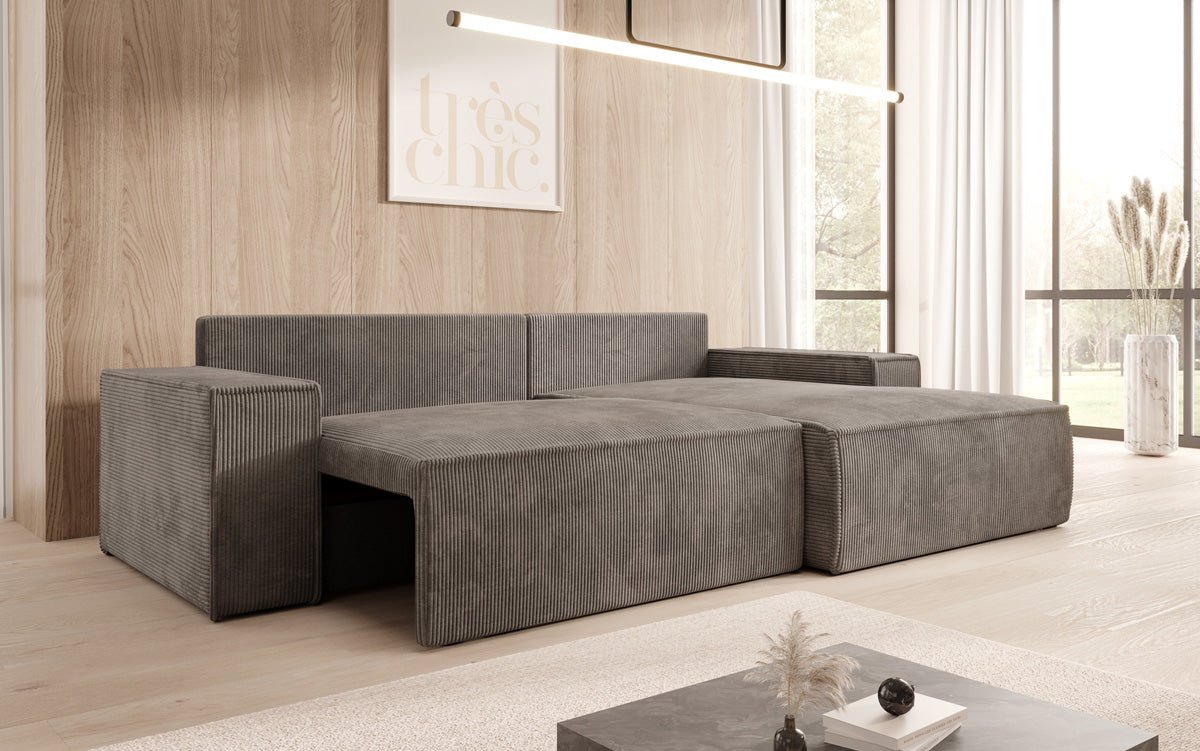 Designer Corino Sofa in Corduroy with Sleeping and Folding Function