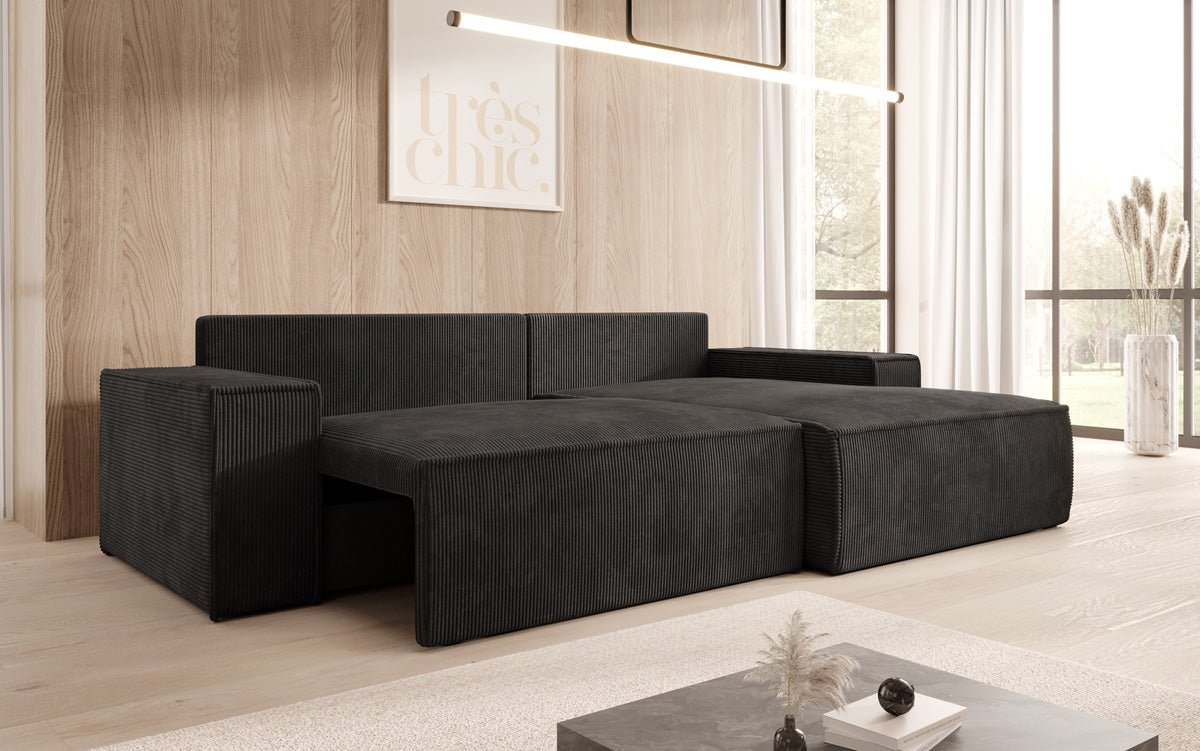 Designer Corino Sofa in Corduroy with Sleeping and Folding Function