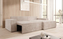 Designer corner sofa Corino in Corduroy with sleeping and folding function