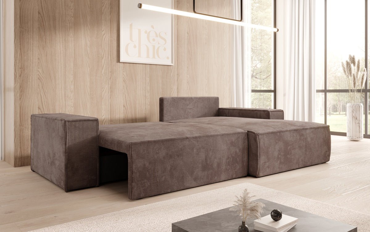 Designer Corino Sofa in Corduroy with Sleeping and Folding Function