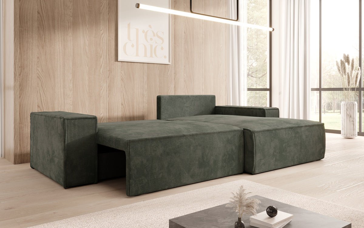 Designer Corino Sofa in Corduroy with Sleeping and Folding Function