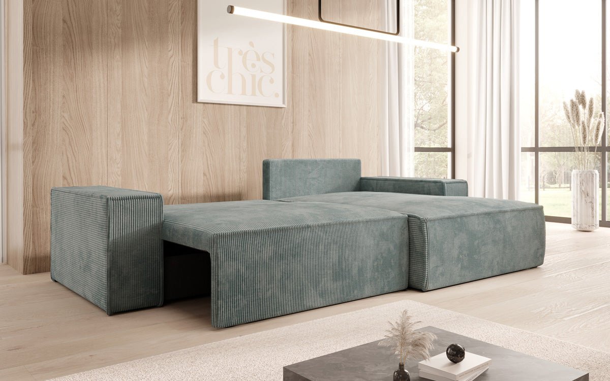 Designer Corino Sofa in Corduroy with Sleeping and Folding Function