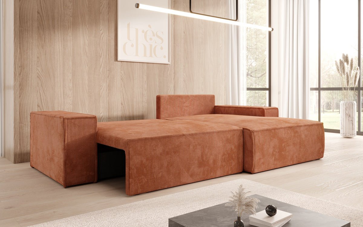 Designer Corino Sofa in Corduroy with Sleeping and Folding Function