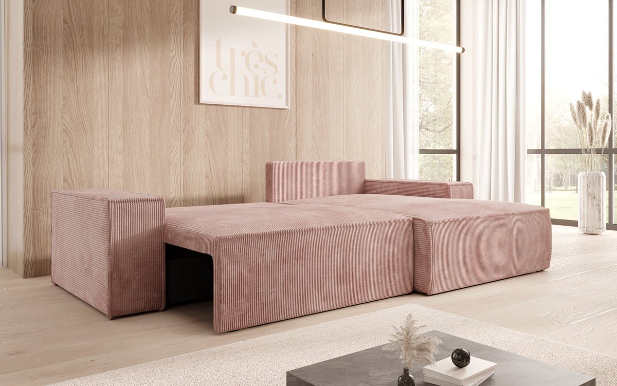 Designer Corino Sofa in Corduroy with Sleeping and Folding Function