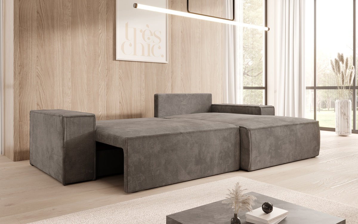 Designer Corino Sofa in Corduroy with Sleeping and Folding Function
