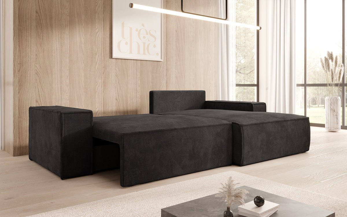 Designer Corino Sofa in Corduroy with Sleeping and Folding Function