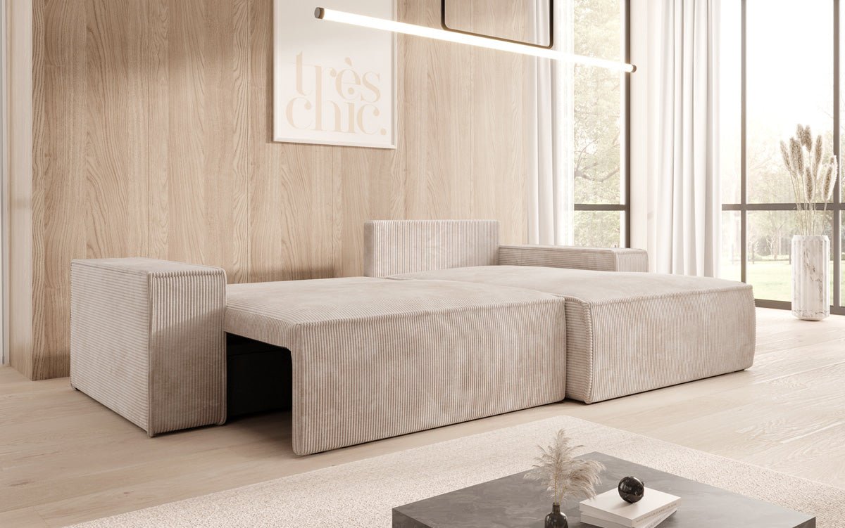 Designer Corino Sofa in Corduroy with Sleeping and Folding Function