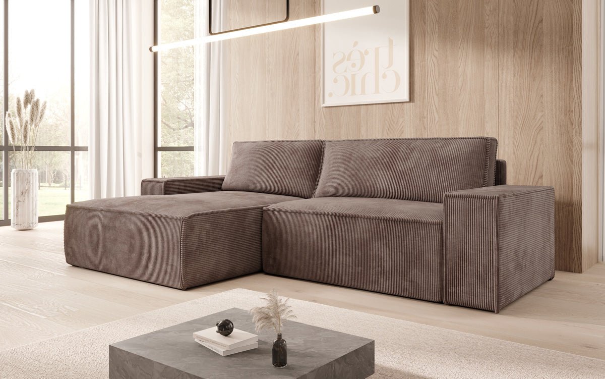 Designer Corino Sofa in Corduroy with Sleeping and Folding Function