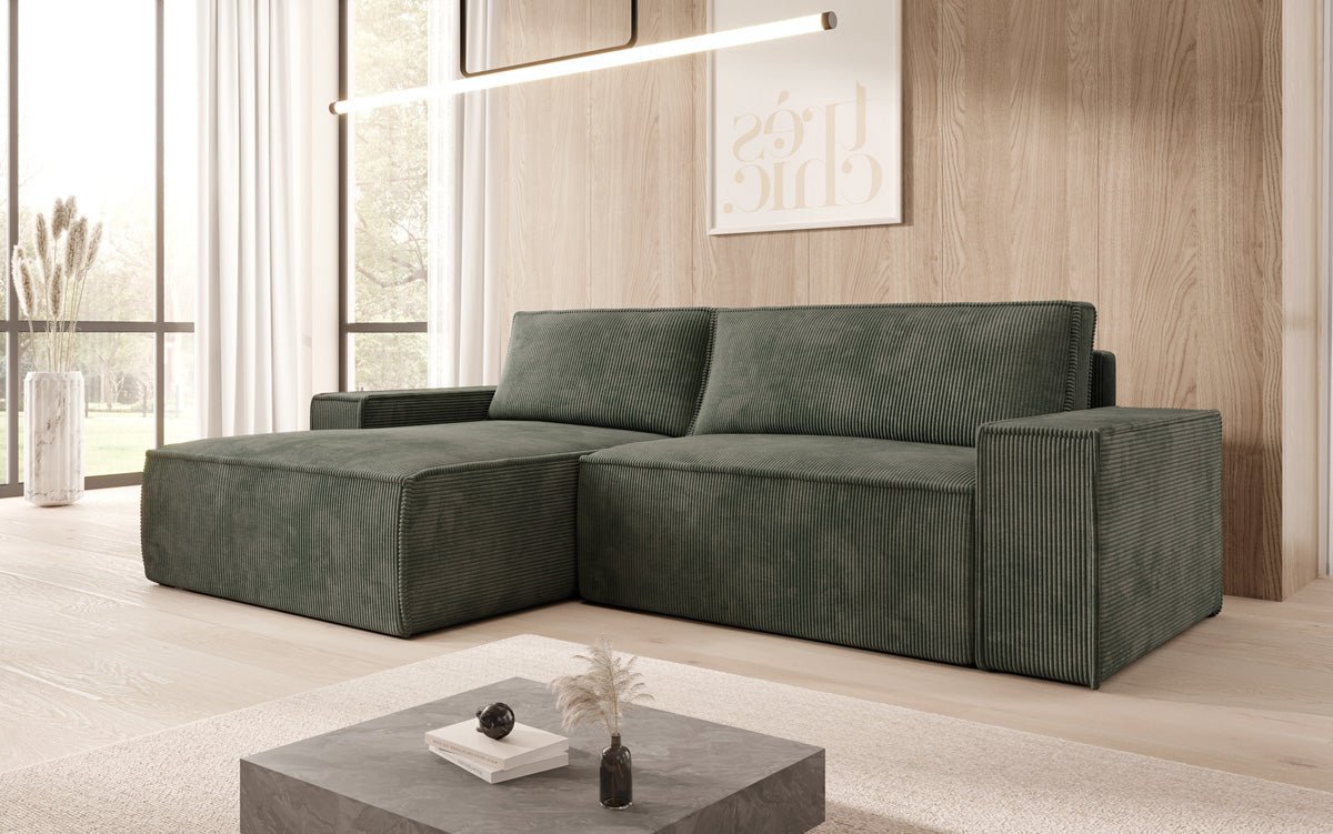 Designer Corino Sofa in Corduroy with Sleeping and Folding Function