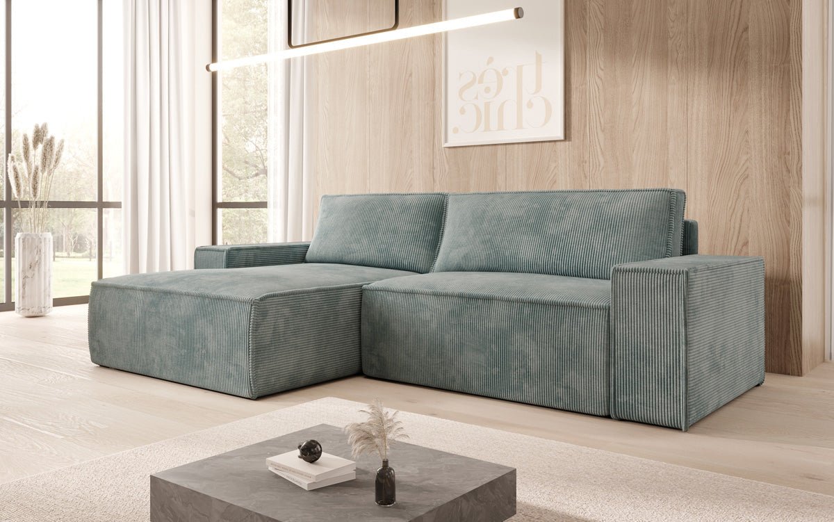 Designer Corino Sofa in Corduroy with Sleeping and Folding Function