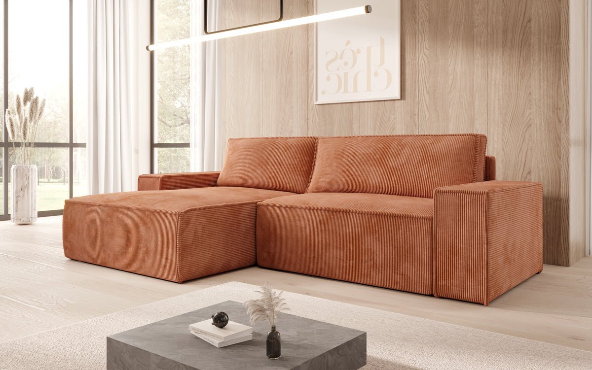 Designer Corino Sofa in Corduroy with Sleeping and Folding Function
